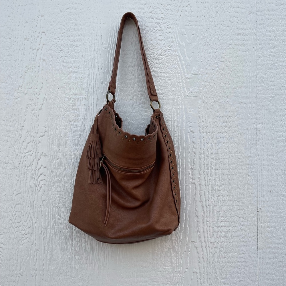 Faux leather hand made shoulder bag